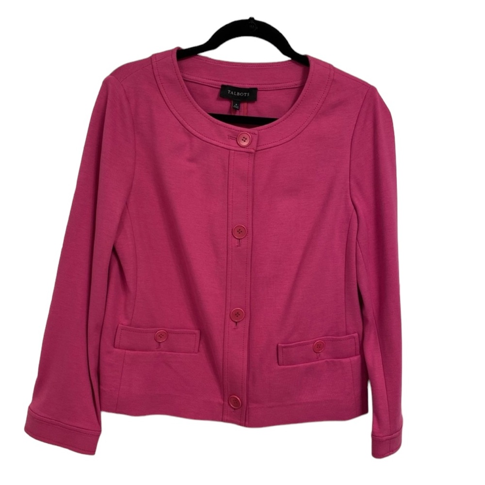 TALBOTS the Grace Fit Ponte Jacket Hot Pink Size 8 Blazer NWT